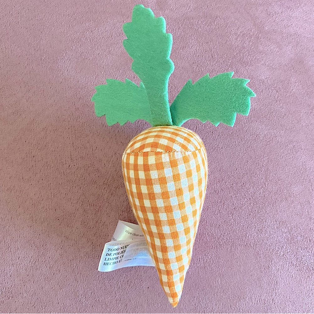 Orange and White Gingham Plaid Plush Toy Carrot